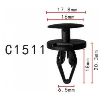 Фіксатор C1511 натискний/розпірний GM, CHRYSLER, FORD, OPEL, (11844, GM 11589289) ( уп. 100 шт.) 00000067425 фото