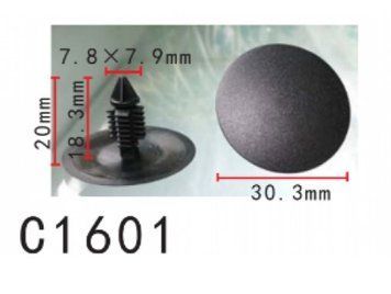 Кліпси C1601 обшивки капоту/ салону/крило RENAULT, LAND ROVER, (6001546909, 7703077090) (уп.100шт) 00000067532 фото