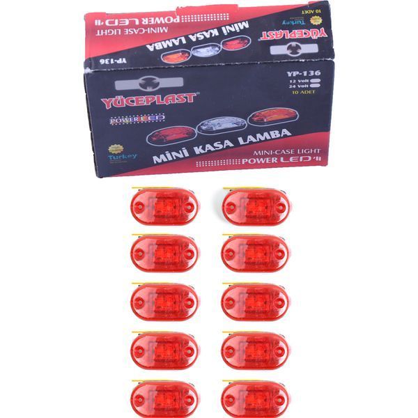 Габарит - червоний - 65х37мм - 12/24V Led 2 діода - "YucePlast" - "YP-136" (10шт/уп) 00000059305 фото