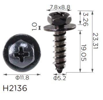 Саморіз H2136 з шайбою TOYOTA, LEXUS (539242030 ,7539242030,75392-42030,18814)( уп. 100 шт.) 00000068470 фото
