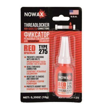 Фіксатор різьбових з'єднань Red 10ml "Nowax" NX21129 (12шт/уп) 00000037075 фото