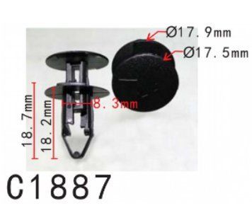 Фіксатор C1887 натискна/розпірна RENAULT, NISSAN, VAZ-LADA, DACIA, FORD (054000001R, 11765) ( уп100 00000068006 фото