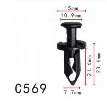 Кліпси C0569 розпірні Ford F3LY-14570-B Mitsubishi Saab GM 11561878 21075686 (уп.100шт) 00000067889 фото
